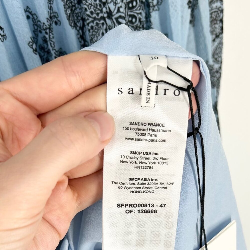 NWT Sandro Beathe Paisley Printed Pleated Midi Dress Size 36 - Picture 8 of 15